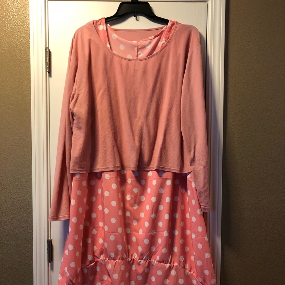 4Xl Dress, 2 piece lightweight pink & white dress